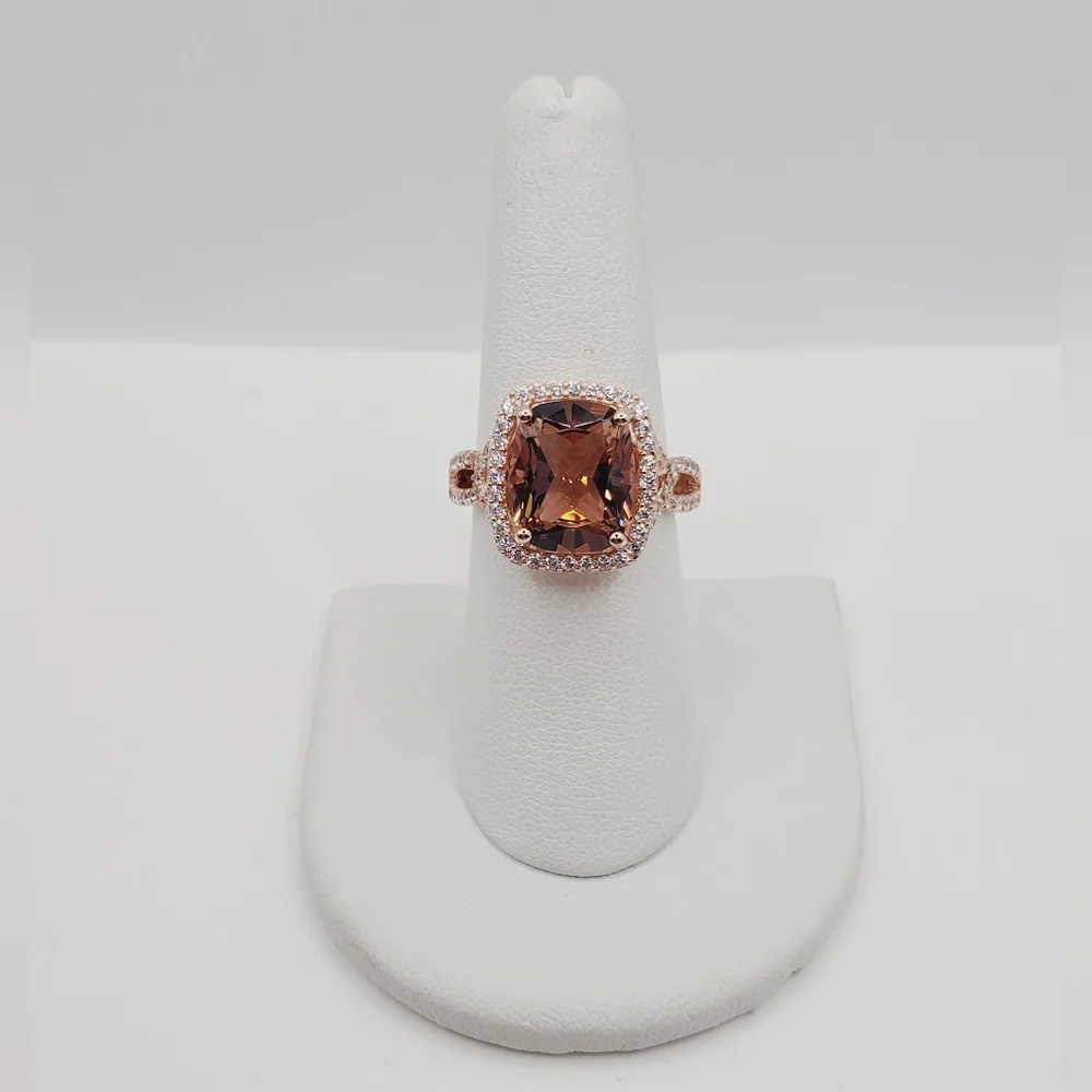 18k Rose Gold - 925 Brown Morganite Halo Ring